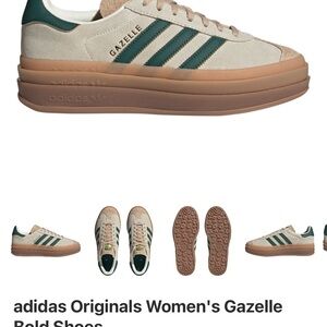 Adidas Women's Gazelle Bold Shoes - Cream and Green